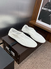 ALAIA MESH MARY JANE BALLET FLATS 25S IN WHITE FABRIC